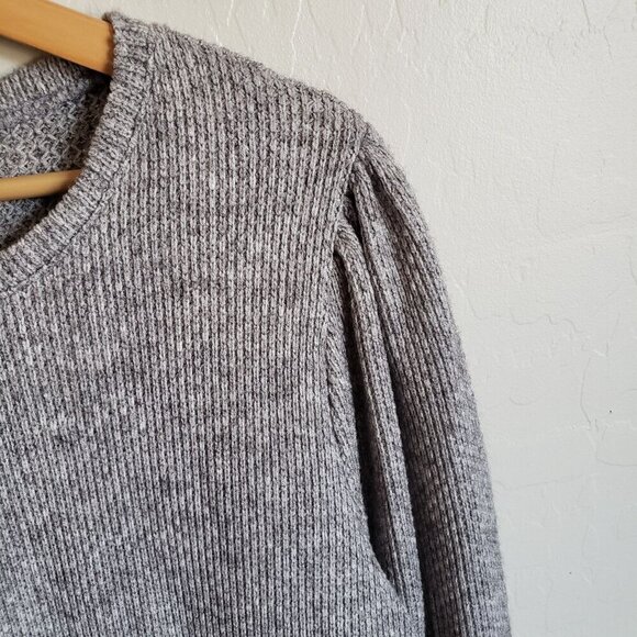 CeCe Puff Sleeve Knit Peplum Sweater Silver Heather Grey Size Womens 2X Plus NEW - Picture 9 of 12